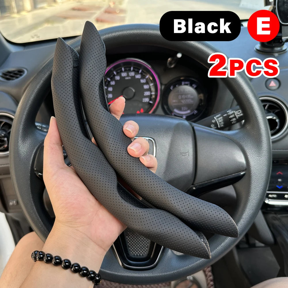 2PCS Universal Car Steering Wheel Booster Leathert Cover Non-Slip Auto Interior Steer Protector interior Decoration Accessories CM World