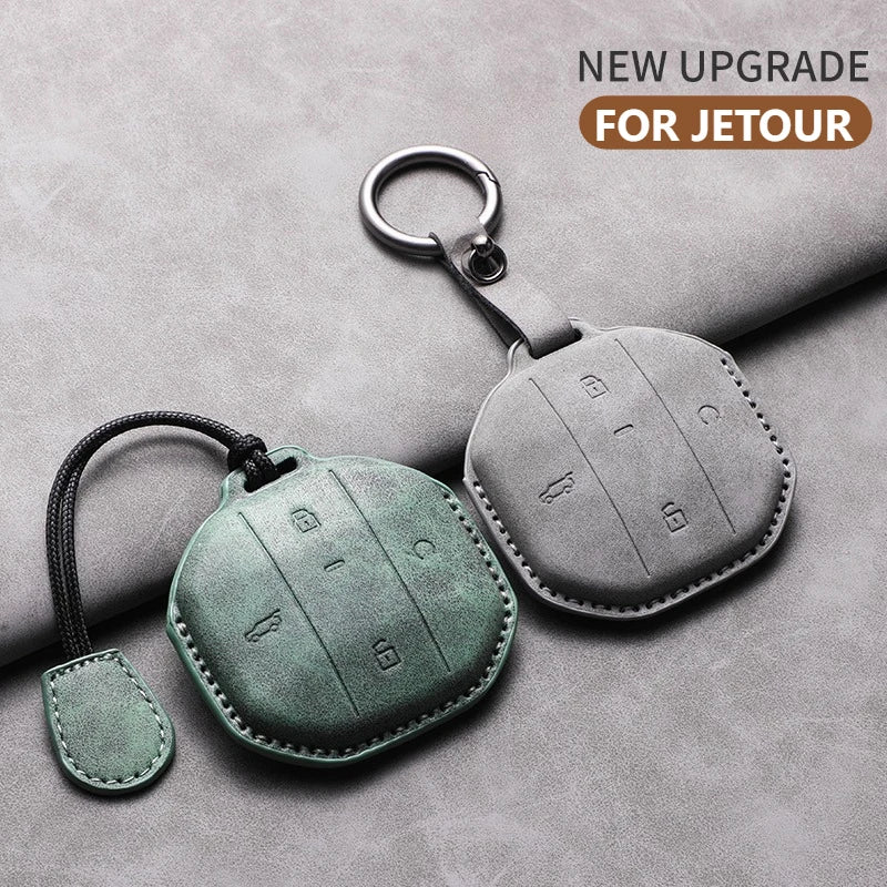 Car Key Case Cover For Jetour Freer Freedom T2 Freer Traveller T1 Leather Car Key Case Cover Keychain Protector Shell Decorative