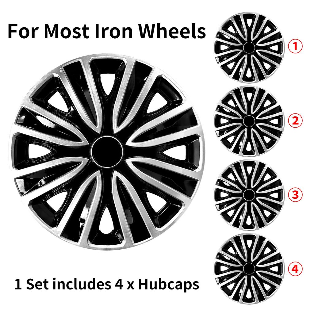 Sports Caps Rim 15inch Hub Cover for Iron Rim Wheel Cover Set of 4 Steel Replacement Plastic Hubcap for R15 Tire Car Accessories