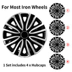 Sports Caps Rim 15inch Hub Cover for Iron Rim Wheel Cover Set of 4 Steel Replacement Plastic Hubcap for R15 Tire Car Accessories