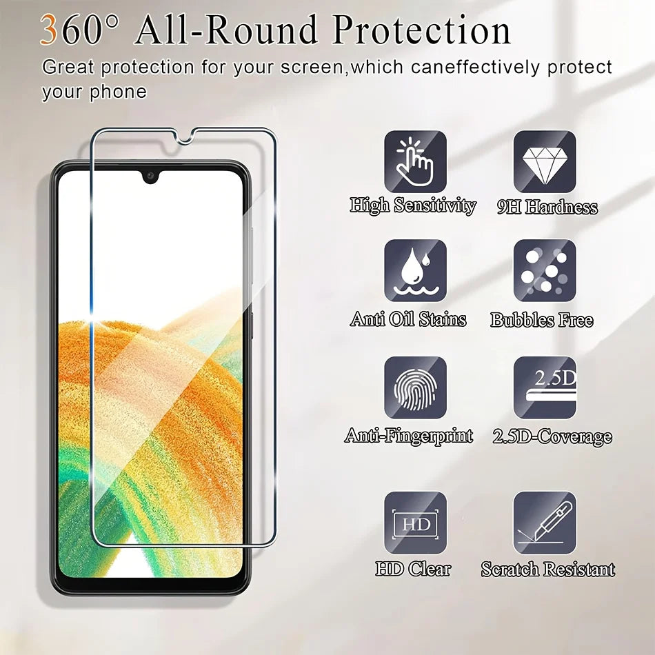【3+3 PACK】 Designed for Samsung Galaxy A33 Screen Protector and Camera Lens Protector, 9H Hardness, Galaxy A33 Tempered Glass ce Car Mobile World