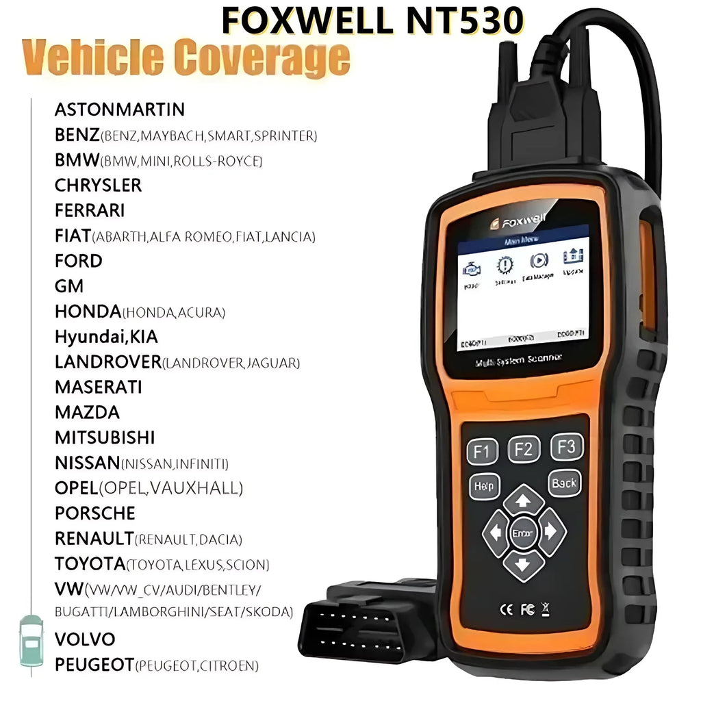 Foxwell NT530 PLUS Multi-System Scanner Support For Porsche Nissan GM BMW Universal Auto Diagnostic Tools Get One Car Software Car Mobile World