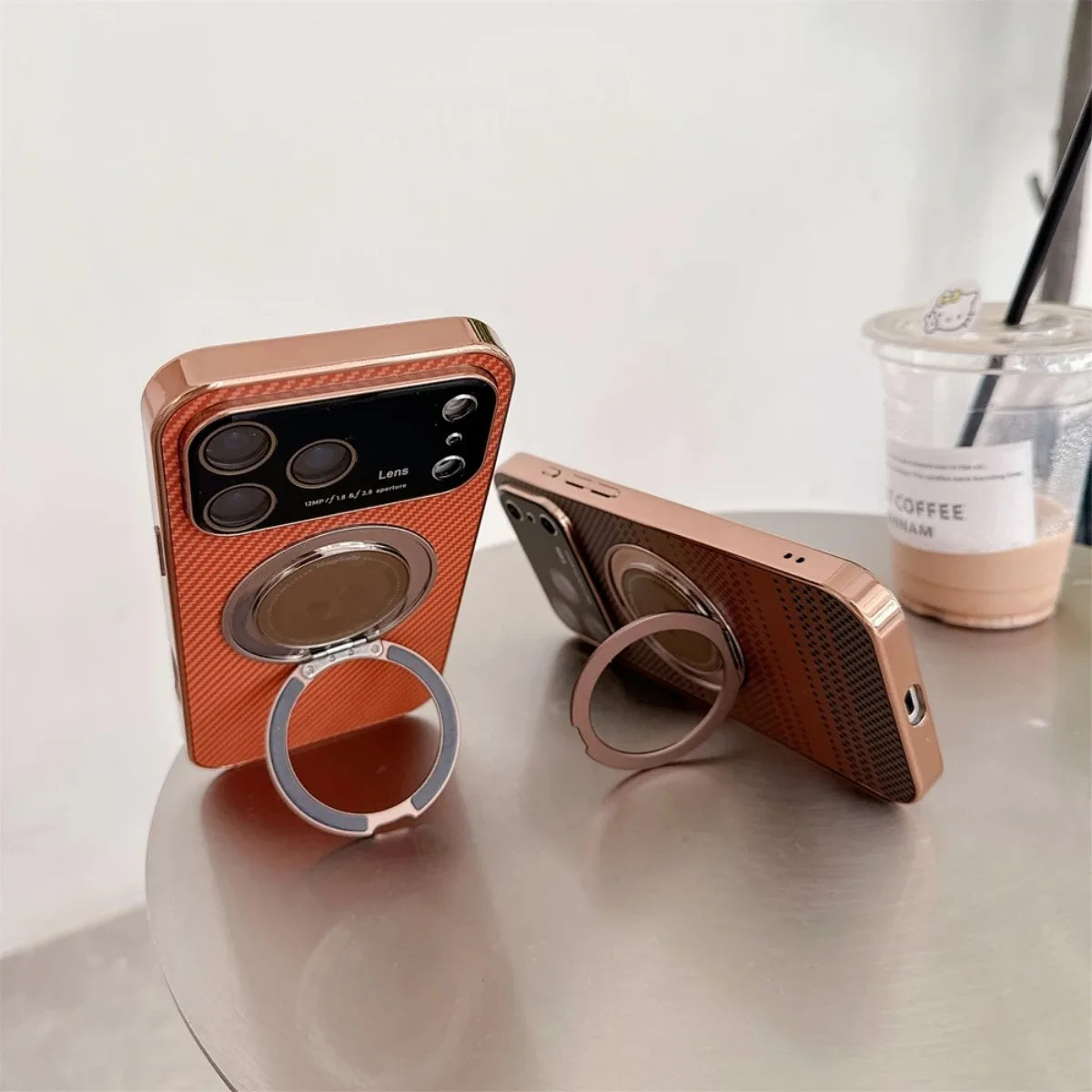 For iPhone 17 Pro Max Magsafe Case for iPhone 16 15 14 Pro Max 360 Rotate Magnetic Stand Holder Soft Carbon Fiber Magnetic Cover Car Mobile World
