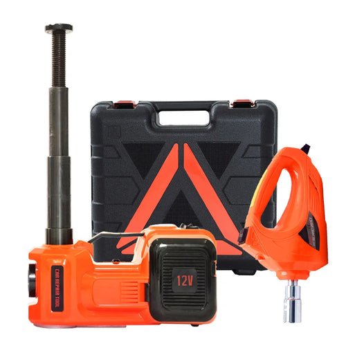 4 in 1 Electric Hydraulic Car Jack Kit 12V 5Ton Electric Jack With Impact Wrench Tire Inflator Repair Lift Tool CM World