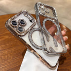 Plating Glitter Rhinestone Diamond Magnetic Phone Case For iPhone 17 Pro Max Air 17Pro For Magsafe Wireless Charging Clear Cover