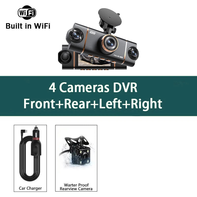 360°Auto Car Camera 1080P Video Recorder 3/4 Lens WIFI DashCam for Car DVR Black Box Night Vision Dash Cam 24H Parking Monitor