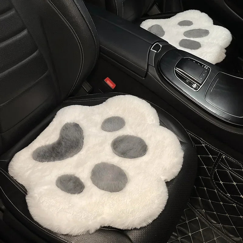 Universal Cute Cat Paw Car Seat Cushion Warm Plush Four Seasons Heating Padded Car Cushion CM World