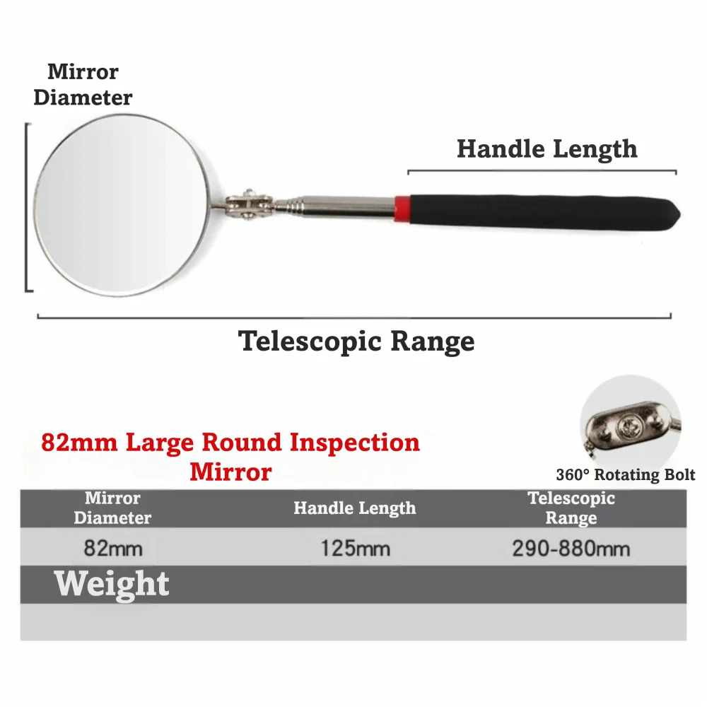 Endoscope Mirror High-definition Inspection Mirror 360 Swivel Adjustable Flexible Telescopic Mirror Round 82/50mm Detection Lens CM World