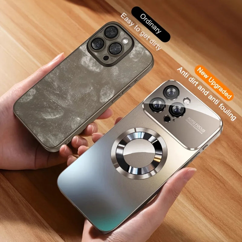 Luxury Glass Camera For Magesafe Magnetic Wireless Charge Case For iPhone 17 16 15 14 13 12 11 Pro Max Air Plus Shockproof Cover Car Mobile World