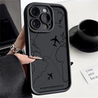 Airplane Route Patterned TPU Phone Case For iPhone 17e 18 17 Pro Max 16e 16 15 14 13 Pro Max Shockproof Soft Silicone Back Cover
