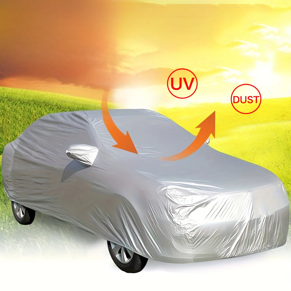 Car Cover Protect Outdoor Exterior Anti Sun Snow UV Winter Summer SUV Sedan Auto Sunshade Dustproof Waterproof Black Silver CM World