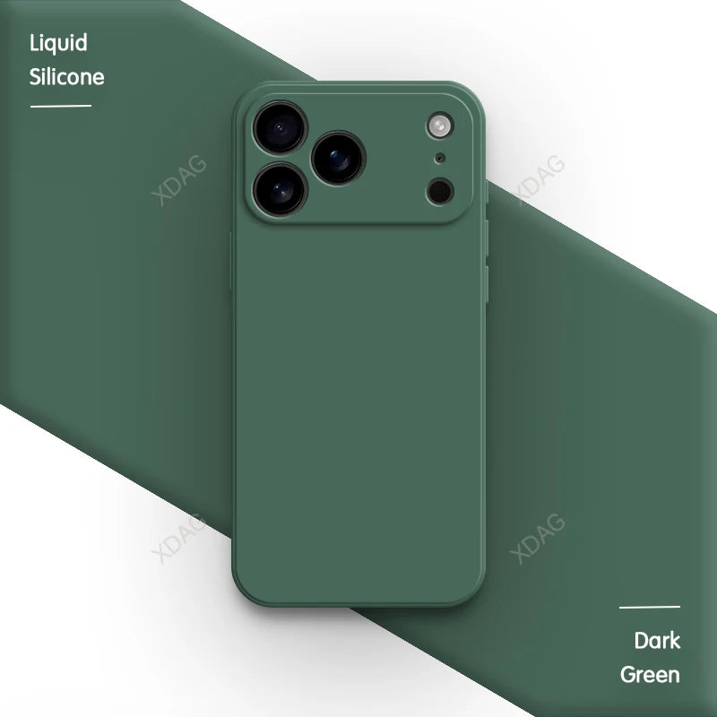 Liquid Silicone Original Phone Case for iPhone 17 Pro Max Air 17Pro 17Max 5G Straight Edge Lens Protection Soft Basic Back Cover Car Mobile World