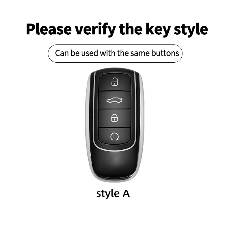 Zinc Alloy Car Key Cover For Chery Tiggo 7 Pro Smart Remote Key Case Shell Anti‑Drop Keychain Auto Accessories