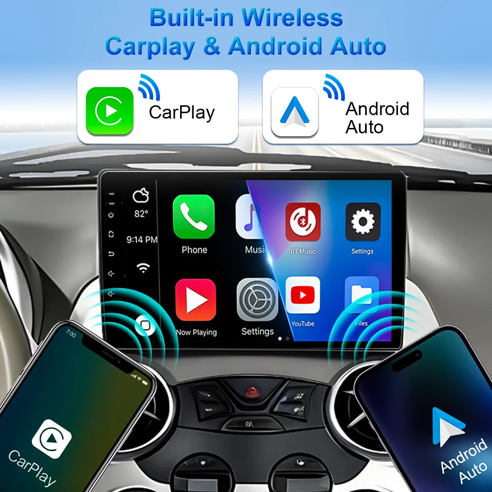 Android 16 Carplay For Ford Ka 2008 - 2014 Auto Radio Stereo Car Multimedia Video Player GPS Navigation QLED Touch Screen 4G DSP CM World