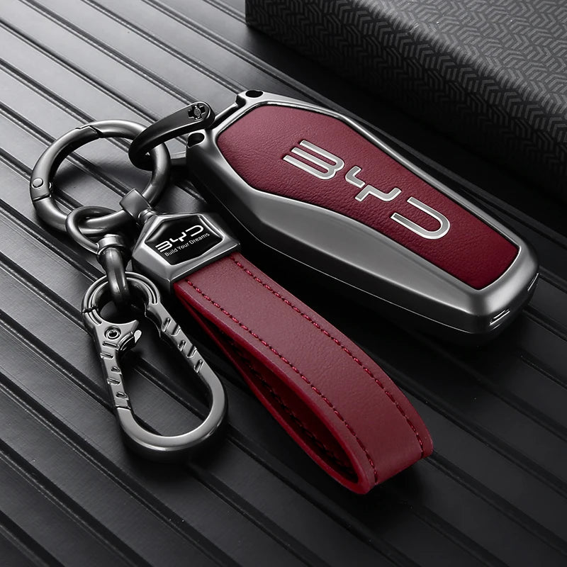 Stylish Zinc Alloy Key Case For BYD Atto 3 Han Tang Song Yuan Smart Car Remote Key Cover Shell Anti‑Scratch Keychain