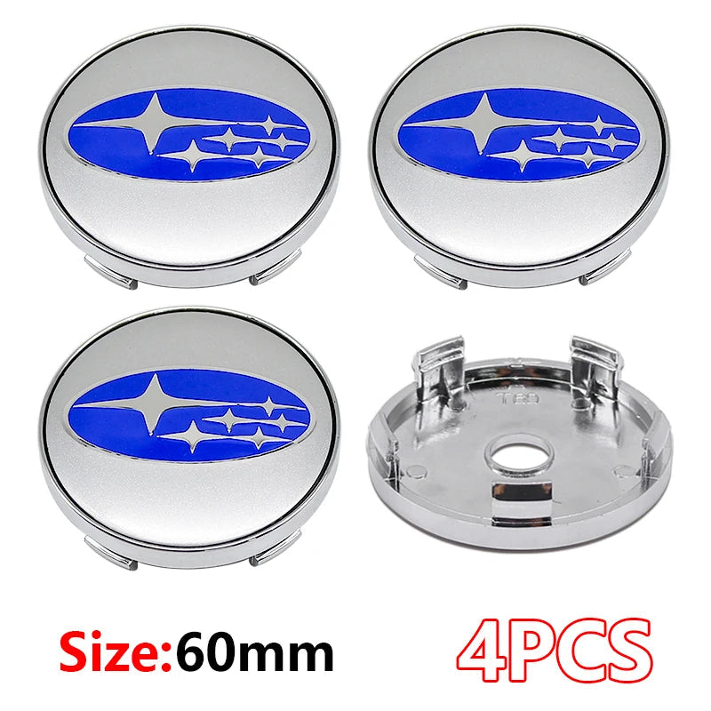 4Pcs 56MM Car Wheel Center Emblem Sticker 60mm Hub Cover Badge for Subaru Outback Legacy Forester Impreza Tribeca WRX DRL XV STI CM World
