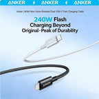 Anker Zolo 240W Anti-Dust Woven USB-C Cable Fast Charging Data Transfer Wire for iPhone MacBook Huawei Android Phones Laptops