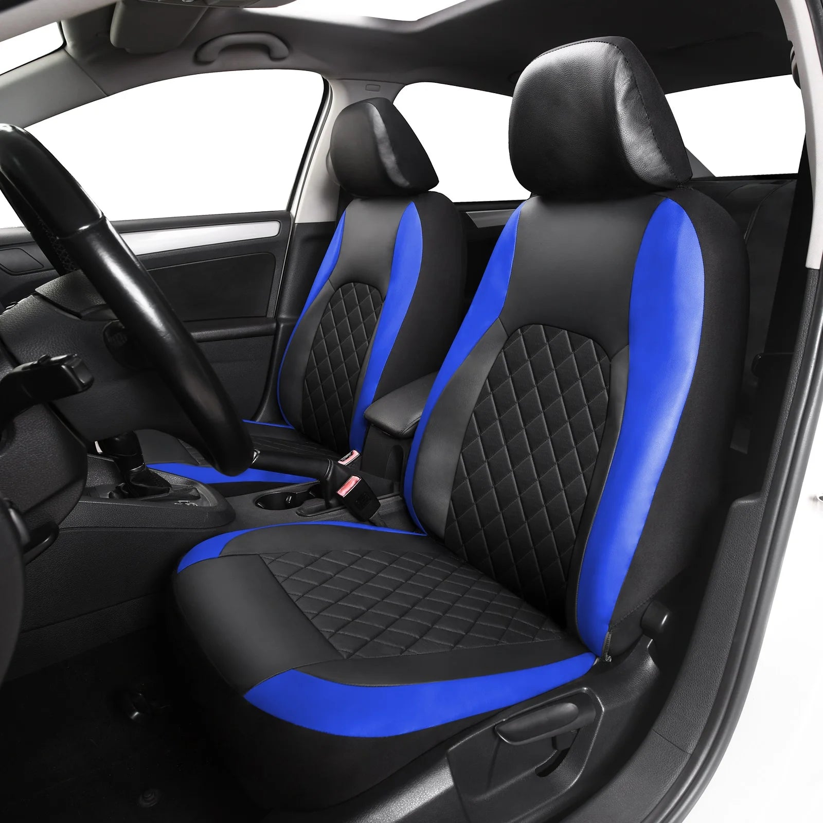 Universal Faux Leather Car Seat Covers Full Set – Includes Front Seats and Rear Bench, Fits Most SUVs and Trucks CM World