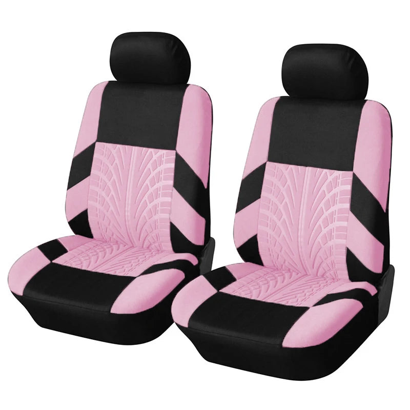 Fashion Front Car Seat Covers Car Accessories Tire Track Embossed Styling Durable Comfortable Fabric Universal Fit For Most Car Car Mobile World