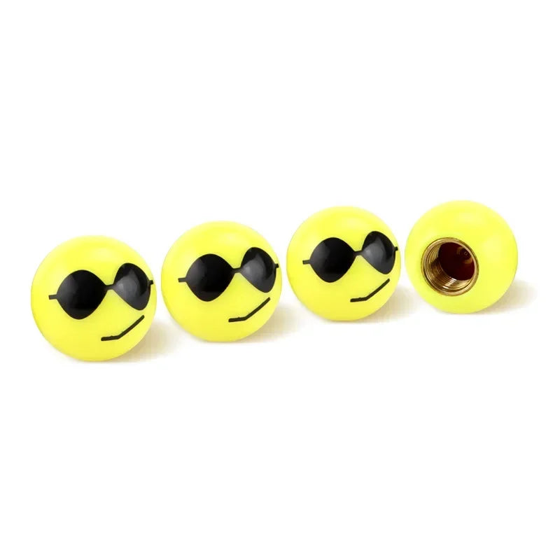 4Pcs Universal Bicycle Motorbike Car Tire Valve Cap Wheel Dust Covers Valve Stem Caps Modified Expression Sphericity Cap Covers CM World