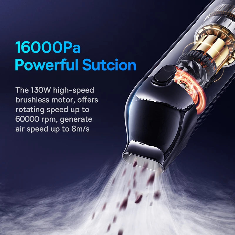 Baseus A5 16000Pa Wireless Car Vacuum Cleaner Powerful Portable Handheld Automotive Mini Vacuum Cleaner For Car Home PC Machine Car Mobile World