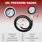 Engine Oil Pressure Test Kit Tester Car Garage Tool Low Oil Warning Devices 12 Piece Quick Fitting