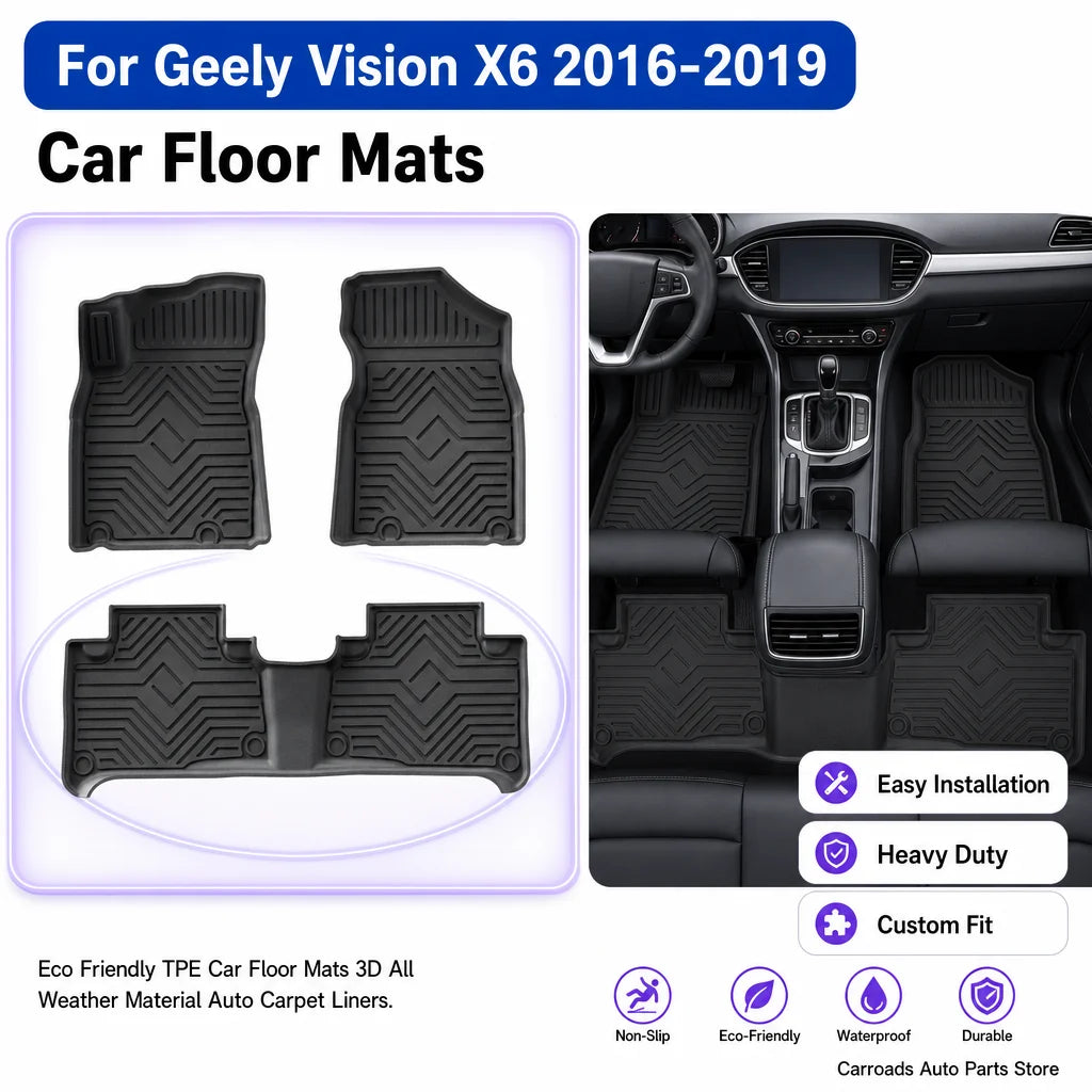 (LHD)For Geely Vision X6 2016-2019 Floor Mats Eco Friendly TPE Car Floor Mats 3D All Weather Material Auto Carpet Liners