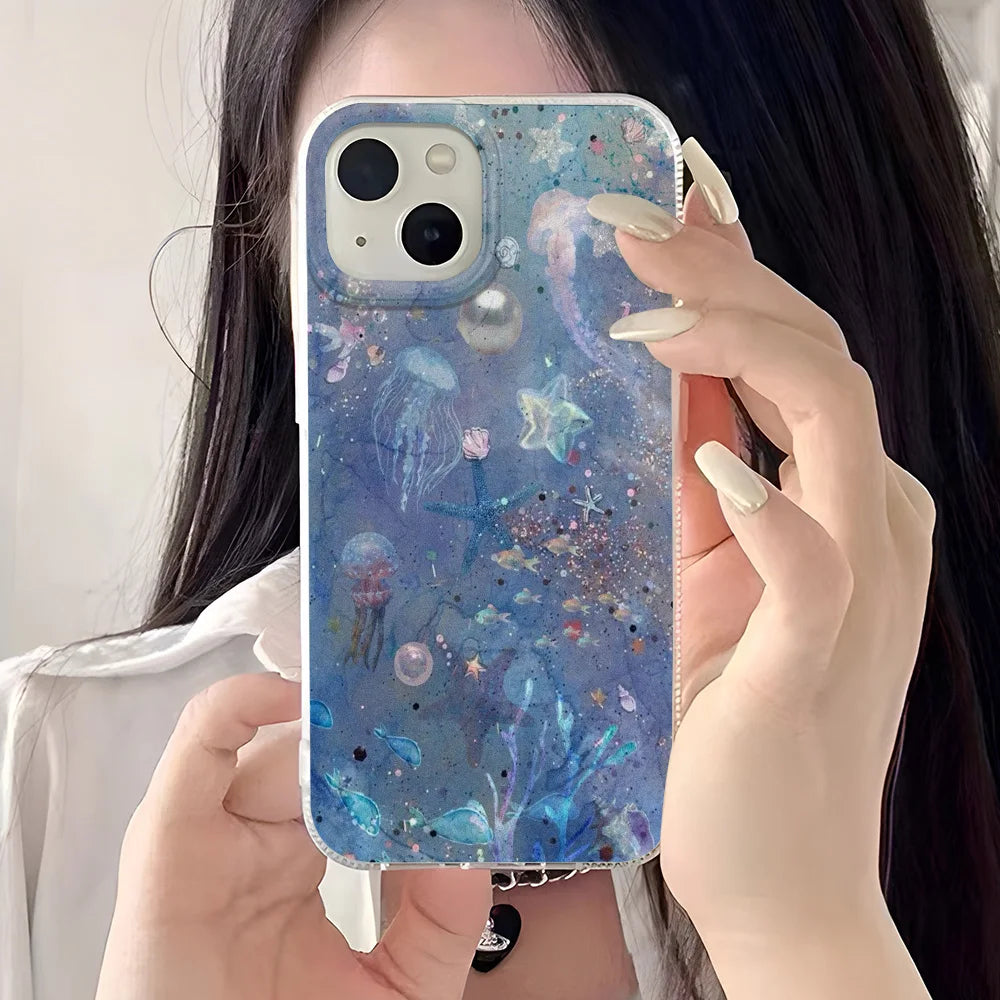 Luxury IMD Phone Case For iPhone 17 Pro Max 18 16  13 11 15 12 14 Plus Air 16promax 17promax Hard Plastic Fish Painted Cover