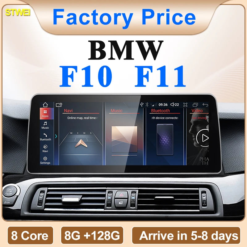 STWEI 2024 New ID6 ID7 ID8 UI 12.3inc Android System Wireless Carplay AUTO For BMW 5Series F10 F11 CIC NBT Car Video Players GPS