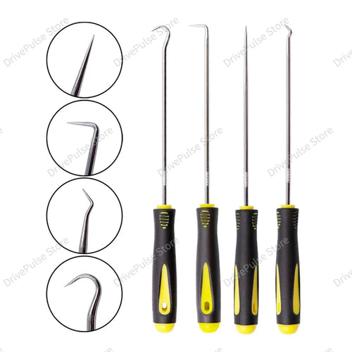 4PC Professional Seal Hook Kit - Heavy Duty Oil Screwdrivers w/Ergonomic Grip for Auto Repair/Plumbing, Mechanics Tool Set CM World