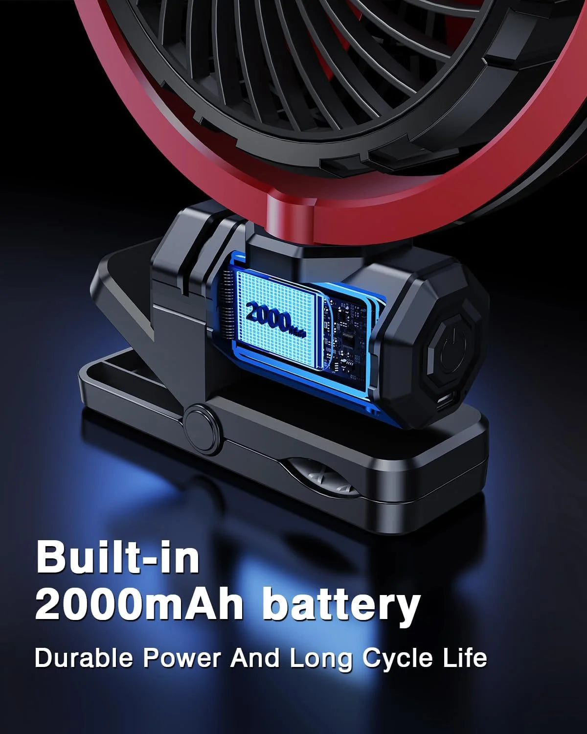 Eary Battery Powered Car Fan 2000mAh Clip On Fan for Car Visor Quiet 360° Rotate Usb Rechargeable for SUV Van Truck Accessories CM World