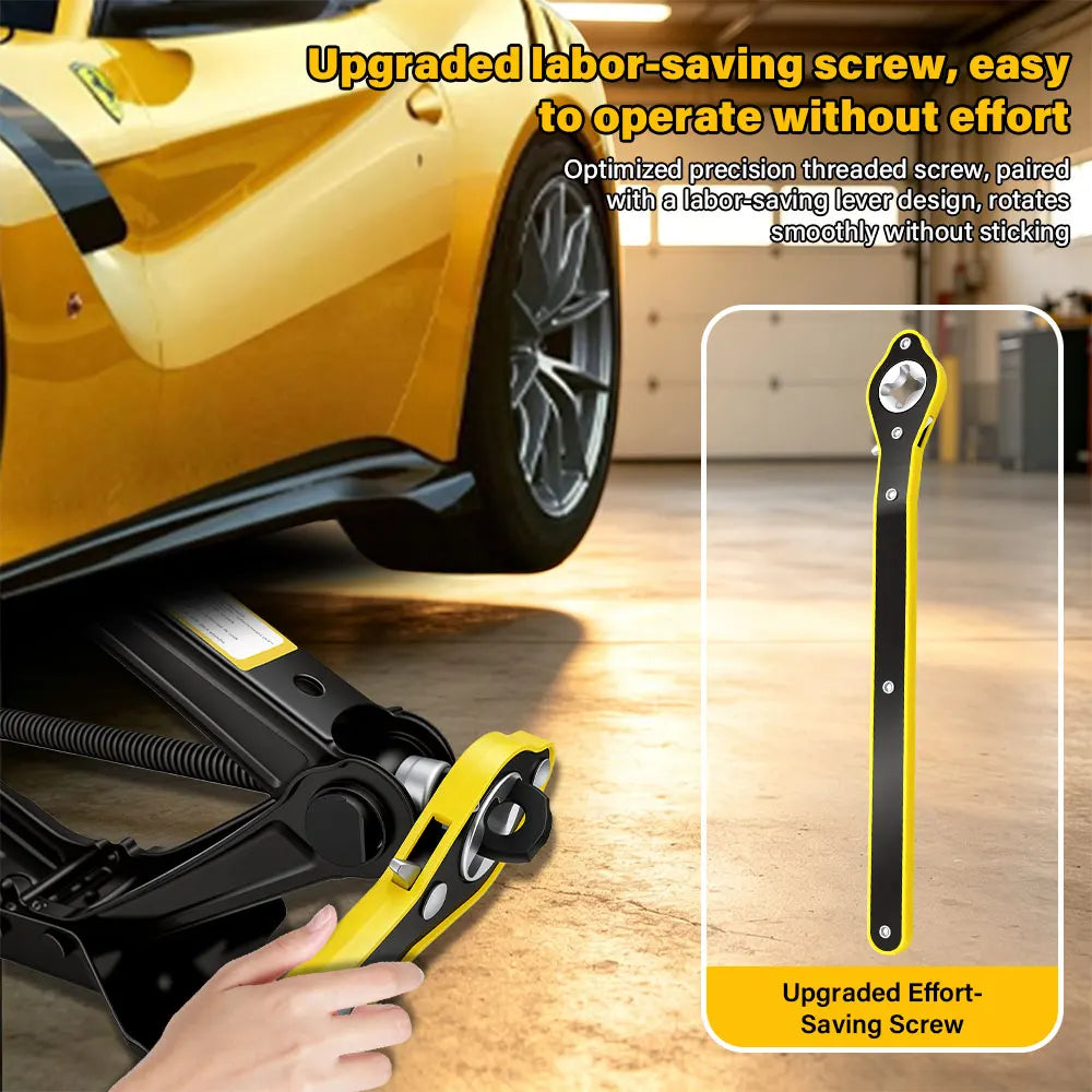 2T Car Scissor Jack with Wrench Auto Emergency Crank Lift Stand Labor-Saving Repair and Tire Replacement Tool for SUV Vehicle