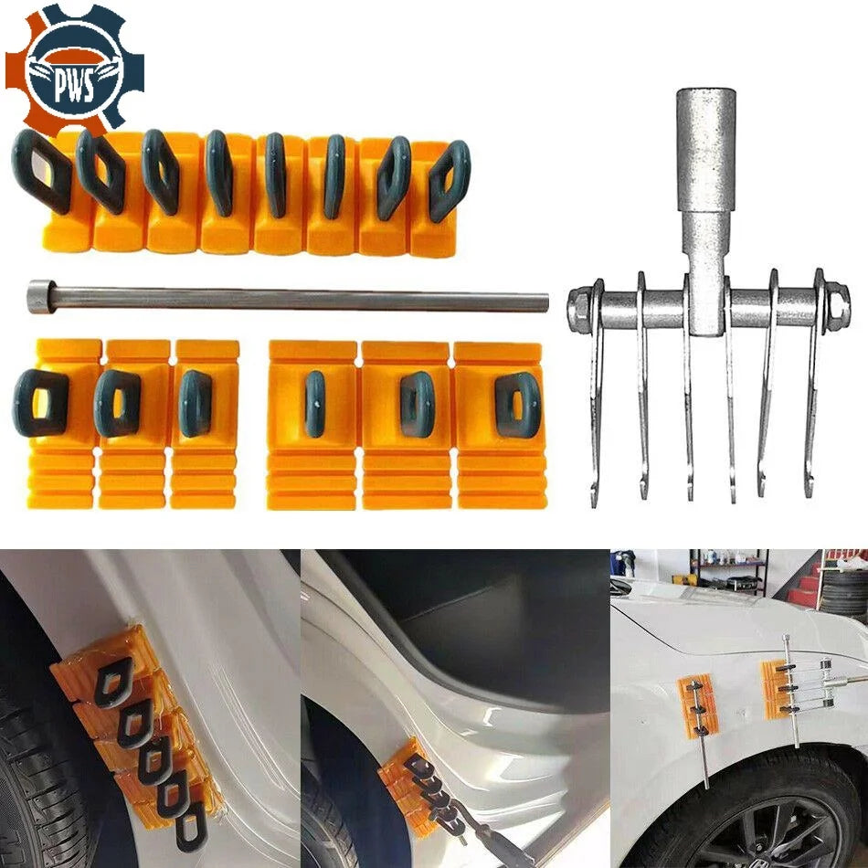 New Paintless Glue Puller Tabs Dent Car Repair Tool Vehicle Dent Removal Repairing Tool Set Orange Dent Puller Kit CM World