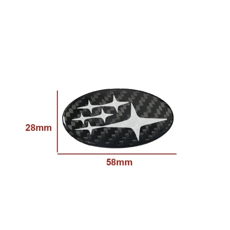 58x28mm Carbon Fiber Car Steering Wheel Logo Emblem Sticker for Subaru Forester Outback Impreza Legacy STI WRX BRZ Tribeca CM World