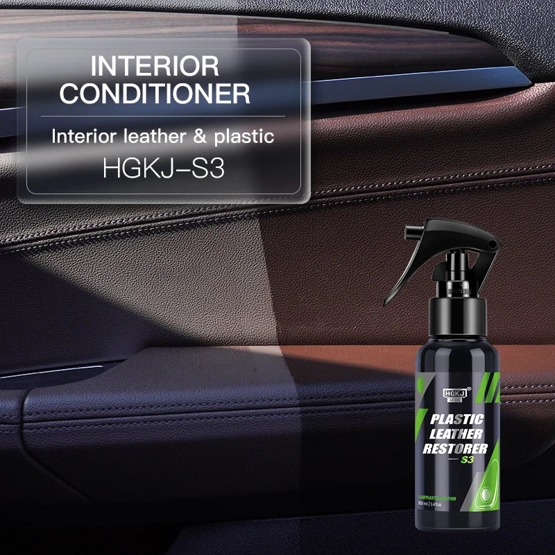HGKJ Interior Cleaner and Plastic Restorer Leather Conditioner Kit Protectant Safe Liquid Wax Water-free Foam Spray S3&S21 CM World