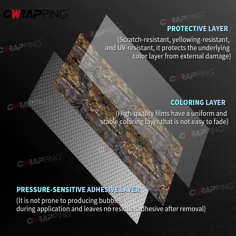 Waterproof Car Sticker Vinyl for Motorcycle Camouflage Car Protection Film Leaves Woodland Camo Trees Bubble-free Off Road Wrap Car Mobile World