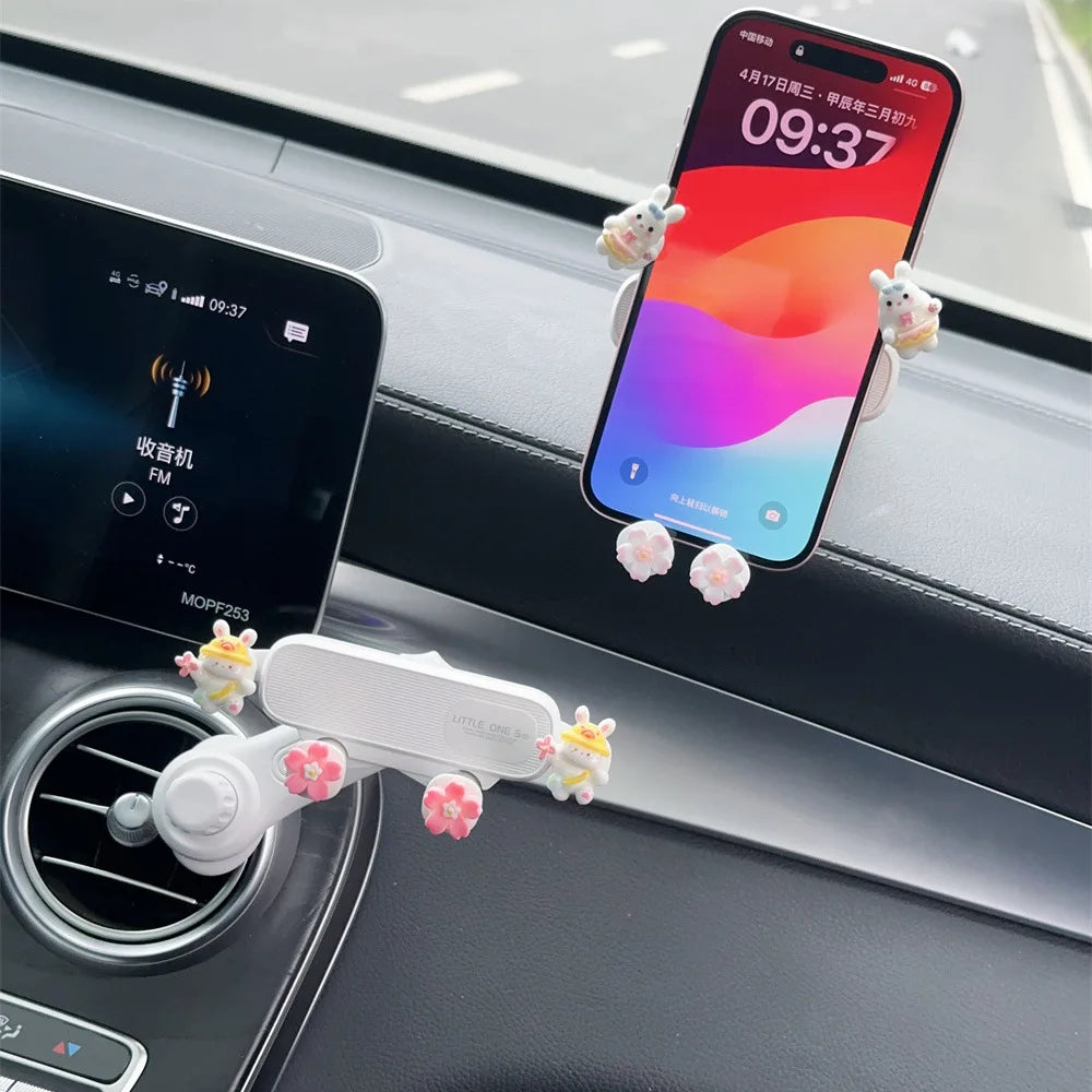 Car Cartoon Phone Holder for Navigation - Creative Air Vent Suction Cup Mount Stand, Rotating Gravity Support Multi-Function Bra CM World