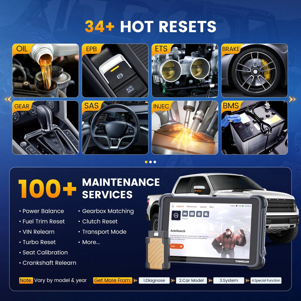 THINKCAR THINKSCAN 689BT Car Diagnostic Tool CANFD DOIP Bi-directional ECU Coding Life Free 34 Resets Full Systems Obd2 Scanner Car Mobile World