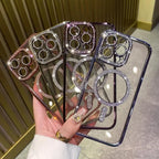 New Fashion Glitter Diamond Transparent Case For iPhone 17 16 15 14 13 11 12 Pro Max Funda Magnetic Wireless Charge Bumper Cover
