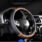 Leopard Printing Steering Wheel Cover Universal Leather Two Tone Car Interior Steering Covers Case 37-38CM Accessories CM World