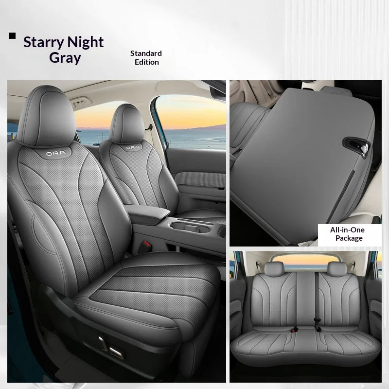 Designed Exclusively for the ORA 5, PU Leather Car Seat Cover, Breathable, Anti-Slip, Airbag Compatible, Full Set Car Seat Cover