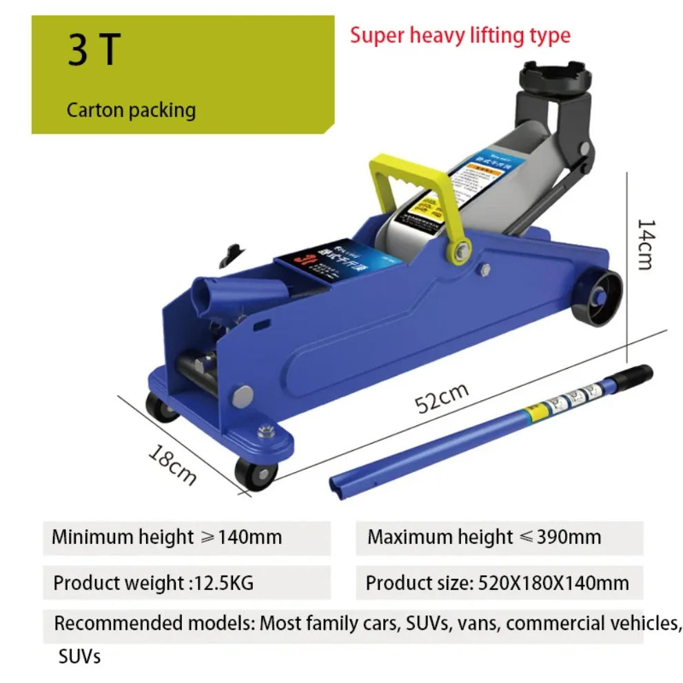 3T Super Heavy Horizontal Jack SUV Car Sedan Tire Change Hydraulic Repair Oil Pressure Fast Lifting Tools