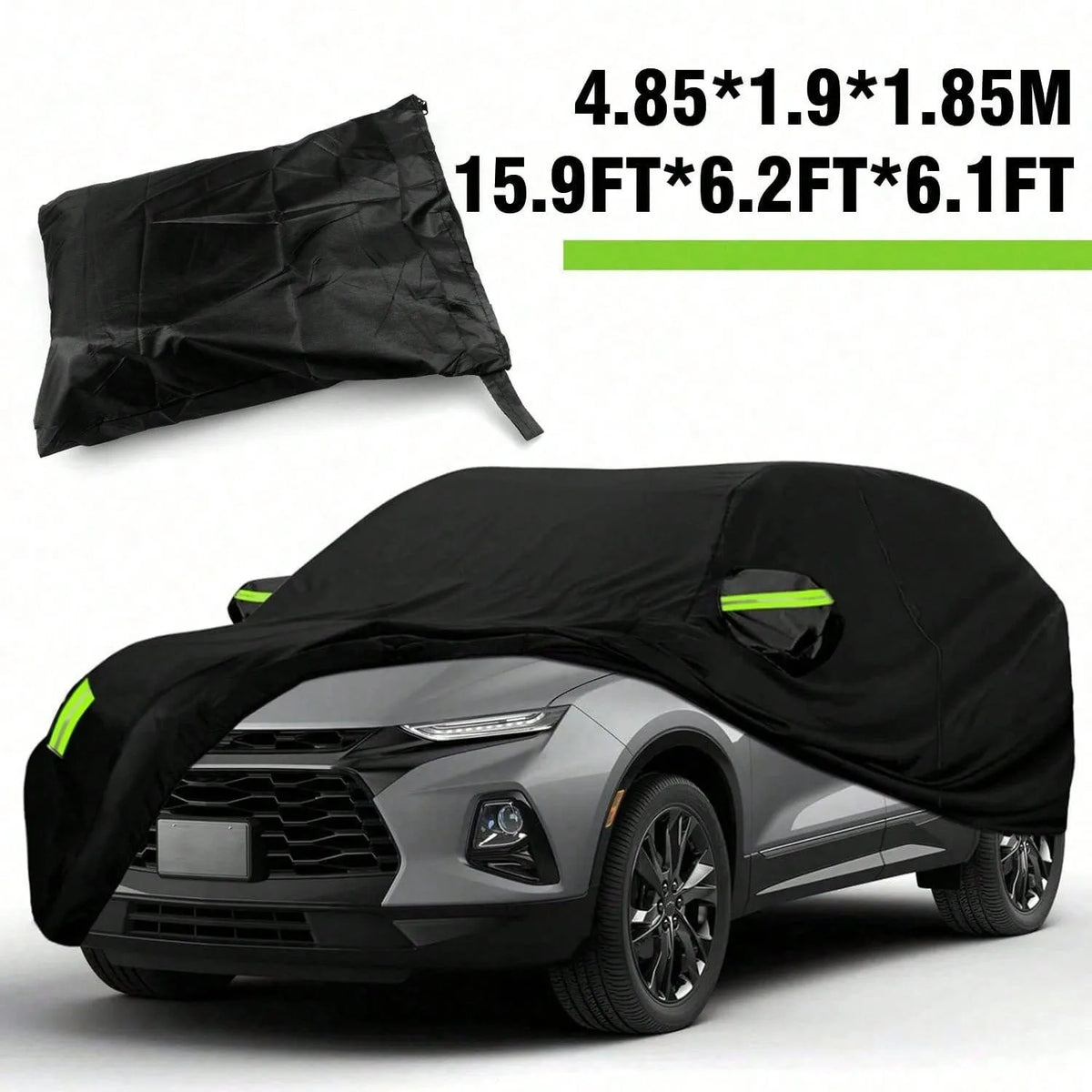 SUV Car Cover All-Weather Shield | Snow/Sun/UV/Dust Proof With Reflective Strips & Wind Straps,Heavy Duty Outdoor Protection