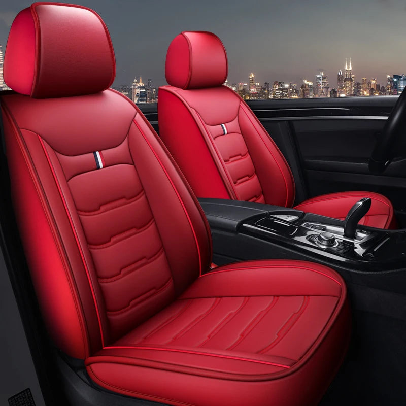 Car seat cover, full package pu leather, four seasons universal, wear-resistant，2-Piece Front Set CM World