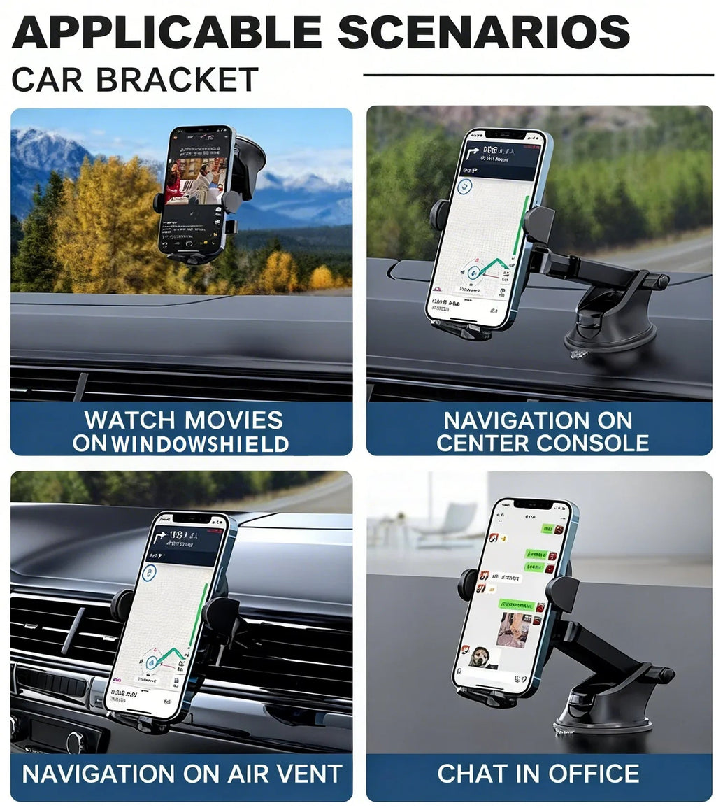 Car Phone Holder Mount 360° Rotation Suction Cup Universal Dashboard Stand Auto Windshield Phone Bracket for Support All Phones CM World