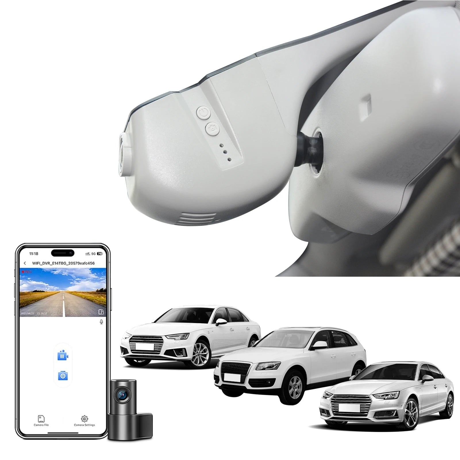 Dash Cam 4K For Audi A3 A4 A5 A6 A7 A8 Q3 Q5 Q7 B4 B5 B6 B7 B8 B9 8V C5 C6 C7 8P 8V (Model B/C) GPS WiFi & APP Dash Car Camera Car Mobile World