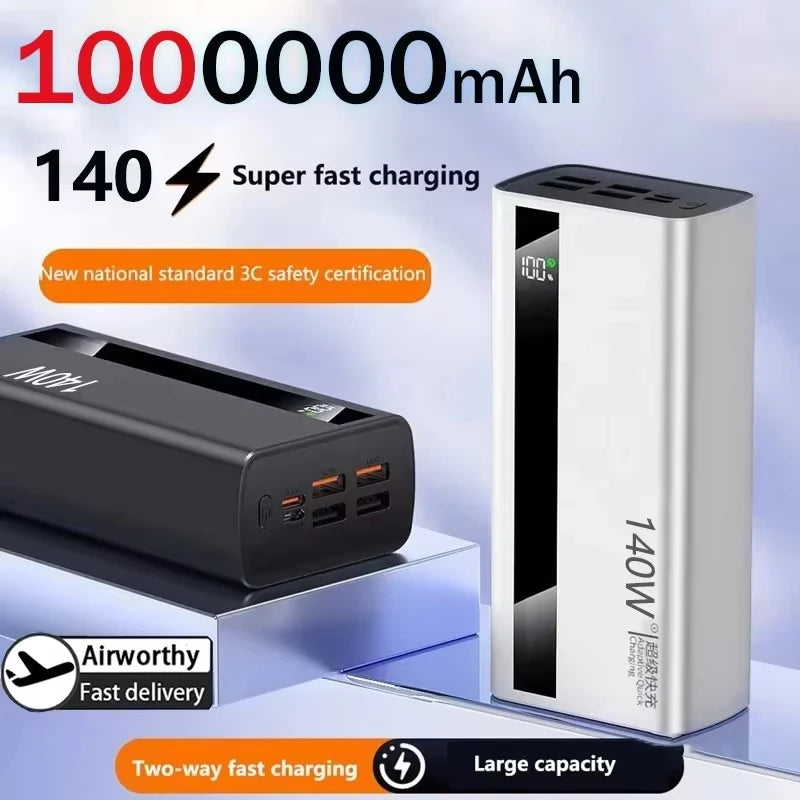 Lenovo 140W Super Fast Charging 500000mAh Ultra Capacity LED Digital Display Portable Battery Charger CCC Powerbank