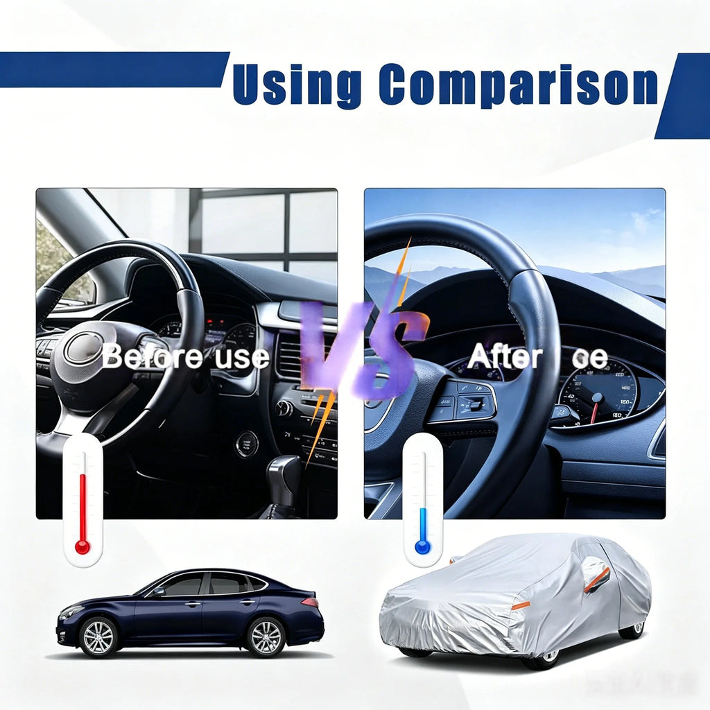 Kayme Car cover 6 Layer Heavy Duty Indoor Outdoor Waterproof Dustproof UV-protective Cover Fit for 181 x 72 x 67 inches Car Mobile World