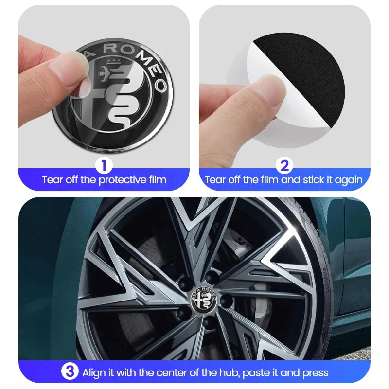 4Pcs Car Emblem Wheel Hub Center Cap Sticker Rim Badge Cover For Alfa Romeo GT 147 159 166 156 4C Spider Giulia Giulietta Tonale