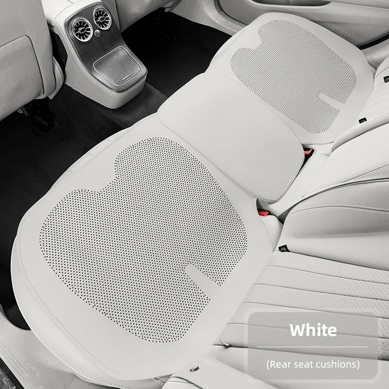 Four-Season Universal Car Seat Cushion Pu Leather Protective Pad Perforated Breathable Integrated Half-Cover Front and Rear Seat Cover Car Interior Accessories Black Red Mocha Brown Orange CM World